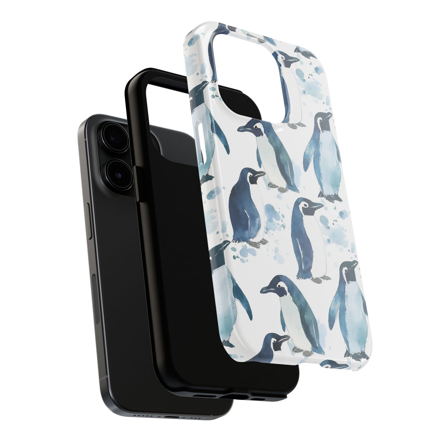 Animal Instinct | Watercolor Blue Gray Penguins