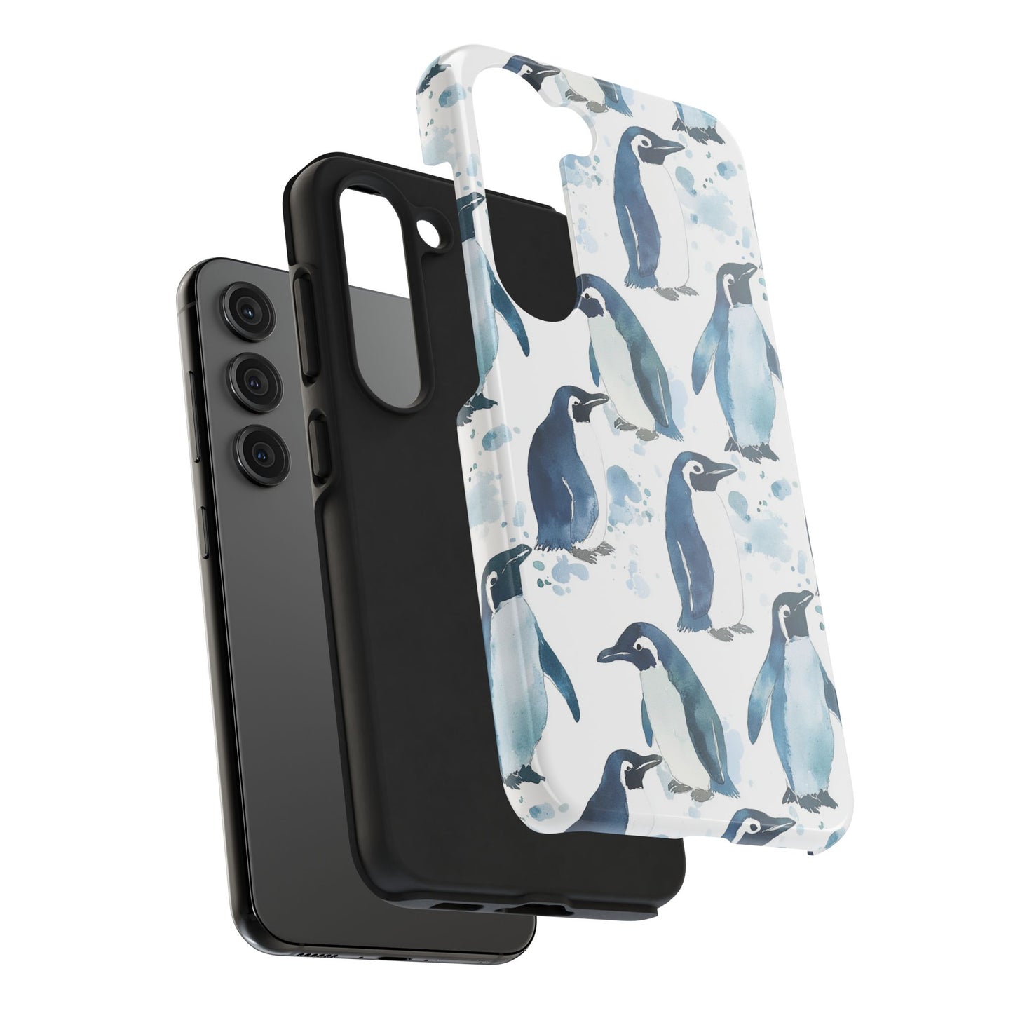Animal Instinct | Watercolor Blue Gray Penguins
